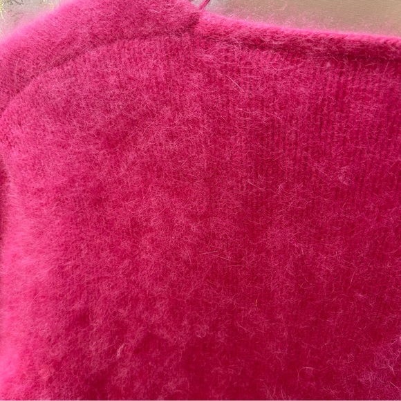 Angora Cardigan Sweater Jumper Small in Bright Pink Women’s Small - Picture 7 of 11